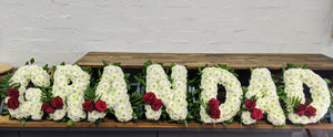 Custom floral letters arrangement